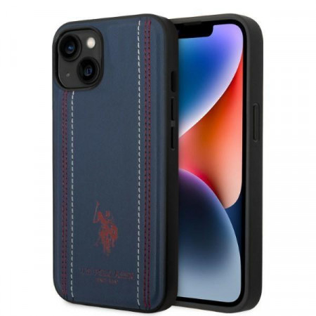 Оригинален гръб US POLO Leather Stitch Collection USHCP14MPFAV - iPhone 14 Plus тъмносин