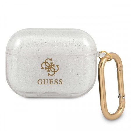 Оригинален калъф за слушалки GUESS Glitter GUAPUCG4GT - AirPods Pro прозрачен