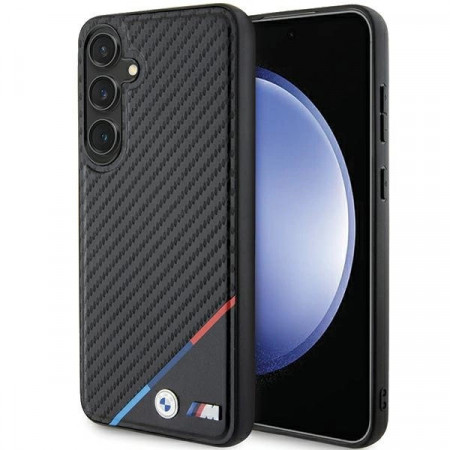 Оригинален твърд гръб BMW Carbon Tricolor MagSafe BMHMS24S23PUDTK - Samsung Galaxy S24 черен