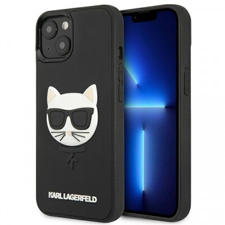 Оригинален твърд гръб KARL LAGERFELD 3D Rubber Choupette KLHCP13SCH3DBK - iPhone 13 mini черен