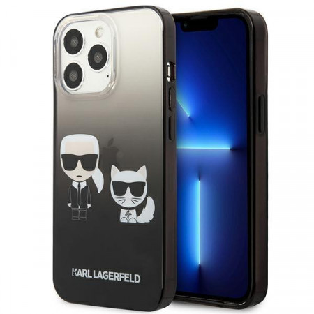 Оригинален твърд гръб KARL LAGERFELD Gradient Ikonik Karl & Choupette KLHCP13LTGKCK - iPhone 13 Pro черен