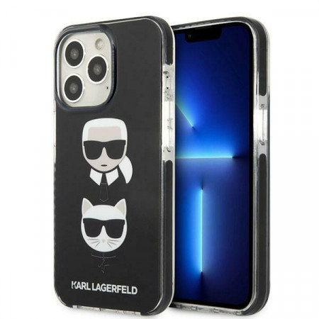 Оригинален твърд гръб KARL LAGERFELD Karl & Choupette Head KLHCP13LTPE2TK - iPhone 13 Pro черен