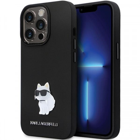 Оригинален твърд гръб KARL LAGERFELD Silicone C Metal Pin KLHCP13XSMHCNPK - iPhone 13 Pro Maxчерен