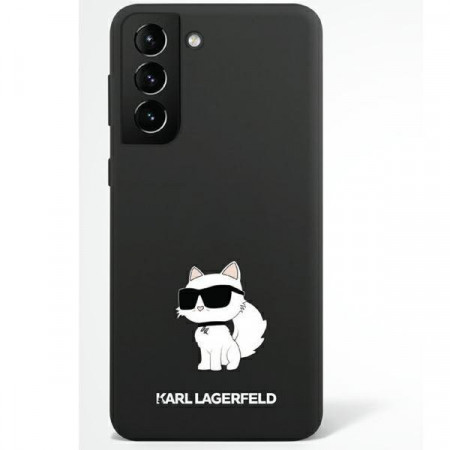 Оригинален твърд гръб KARL LAGERFELD Silicone Choupette KLHCS23SSNCHBCK - Samsung Galaxy S23 черен