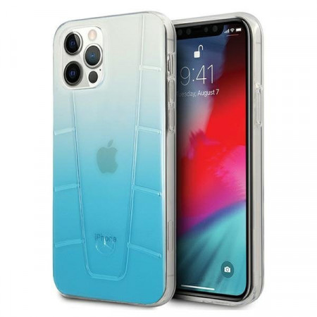 Оригинален твърд гръб MERCEDES Clear MEHCP12MCLGBL - iPhone 12 / 12 Pro син