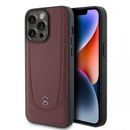 Оригинален твърд гръб MERCEDES Leather Urban MEHCP15LARMRE - iPhone 15 Pro червен