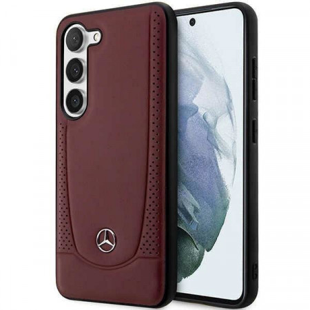 Оригинален твърд гръб MERCEDES Leather Urban MEHCS23MARMRE - Samsung Galaxy S23+ червен