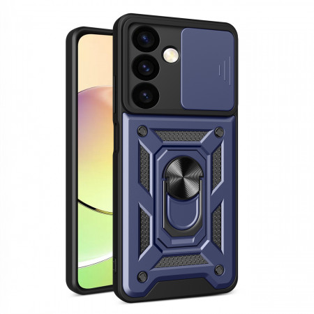 Подсилен гръб Hybrid Armor Camshield с подвижно покритие за камерата и стойка - Samsung Galaxy A15 син