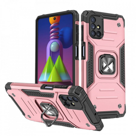 Подсилен гръб WOZINSKY Ring Armor със стойка - Samsung Galaxy M51 розов