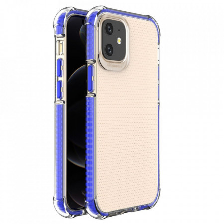 Прозрачен силиконов гръб с цветен кант Spring Armor - iPhone 12 mini син