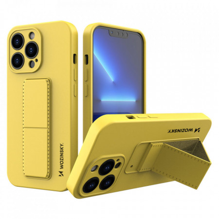 Силиконов гръб със стойка WOZINSKY Kickstand - iPhone 13 Pro жълт