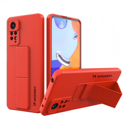 Силиконов гръб със стойка WOZINSKY Kickstand - Xiaomi Redmi Note 11 Pro / 11 Pro 5G / 11E Pro червен