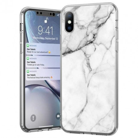 Силиконов гръб WOZINSKY Marble - Xiaomi Mi 10 Lite бял