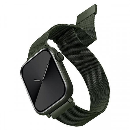 Стоманена каишказа часовник UNIQ Dante - Apple Watch 45mm Series 7 / 44mm SE / 44mm Series 6 / 44mm Series 5 / 44mm Series 4 зелен