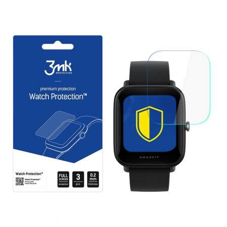 3 бр. гъвкав протектор с пълно покритие 3mk Watch Protection v. ARC+ - Xiaomi Amazfit BIP U