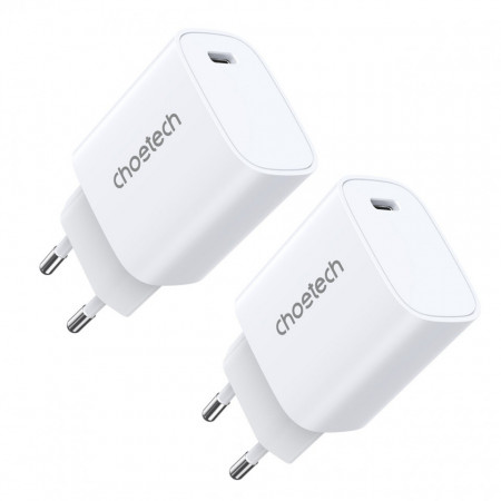 Choetech Q5004*2 PD20W зарядно - iPhone 12 / 13 series бял
