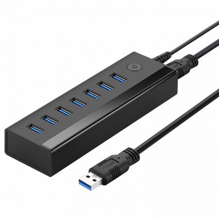 USB хъб UGREEN 7в1 USB Type A към 7x USB Type A 5Gb/s (US219) черен