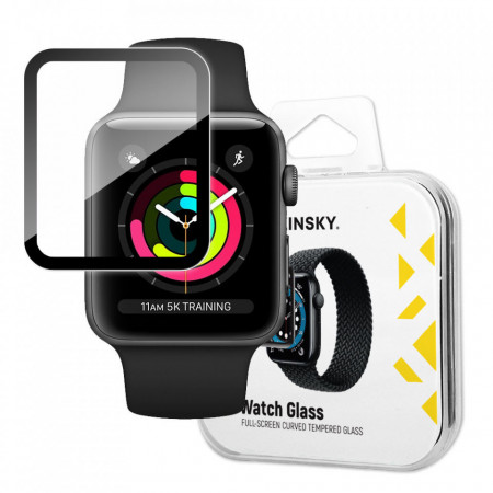 Wozinsky Watch Glass Hybrid Glass for Apple Watch 3 38mm / Watch 2 38mm / Watch 1 38mm черен