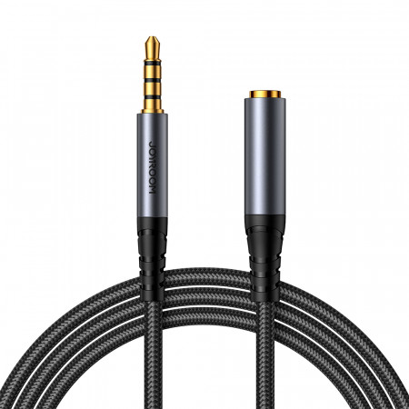 Аудио кабел JOYROOM жак 3.5mm (мъжко) към жак 3.5mm (женско) 1.2m черен (SY-A09)