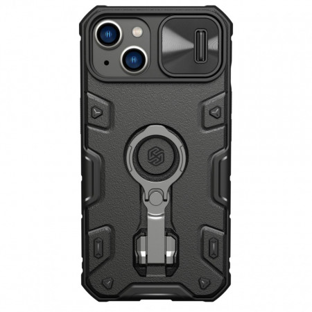 Гръб с подвижно покритие за камерата и ринг държач NILLKIN CamShield Armor Pro MagSafe - iPhone 14 Plus черен