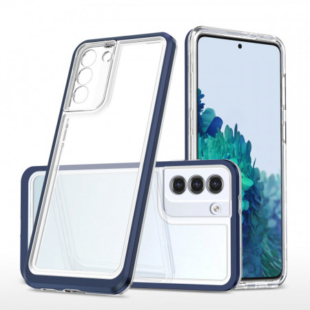 Гръб Clear 3в1 с гел рамка - Samsung Galaxy S21 Plus 5G син