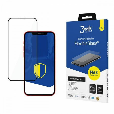 Гъвкав протектор с пълно покритие 3mk Flexible Glass Max - iPhone 13 mini с черна рамка