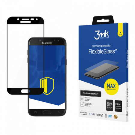 Гъвкав протектор с пълно покритие 3mk Flexible Glass Max - Samsung Galaxy J5 2017 с черна рамка