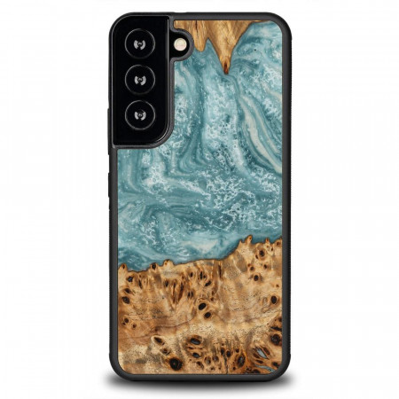 Дървен гръб BEWOOD Unique Wood and Resin - Samsung Galaxy S22 Uranus син / бял