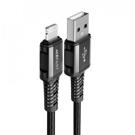 Кабел за зареждане и данни ACEFAST MFI USB Type A към Lightning 1.2m 2.4A черен (C1-02 черен)
