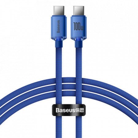 Кабел за зареждане и данни BASEUS Crystal Shine USB Type C към USB Type C Fast Charging 100W 1.2m (CAJY000603) син