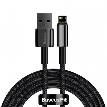 Кабел за зареждане и данни BASEUS Tungsten USB Type A към Lightning cable 2.4A 2m черен (CALWJ-A01)