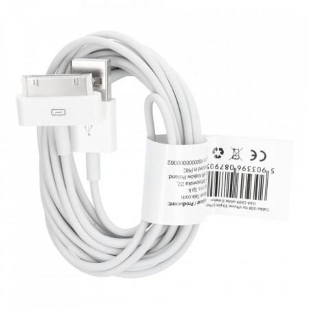 Кабел за зареждане и данни USB Type A към - iPhone 30-pin 0.6A 3m C609 бял