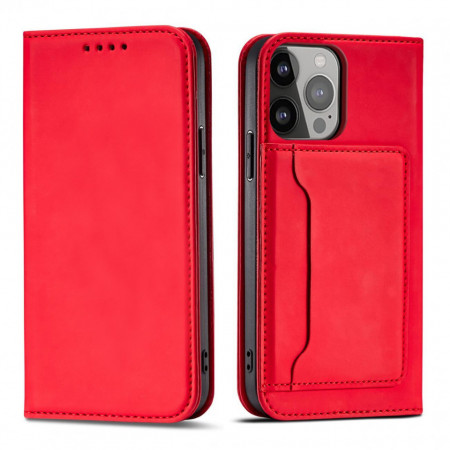 Калъф тип книга с външен джоб Magnet Card - Samsung Galaxy A23 / A23 5G червен