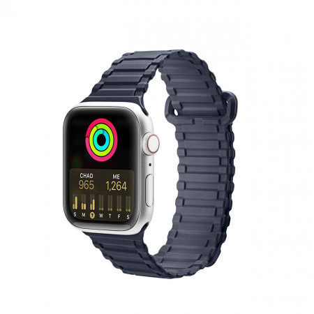Магнитна силиконова каишка Dux Ducis Armor - Apple Watch 41mm Series 9 / 41mm Series 8 / 41mm Series 7 / 40mm Series 6 / 40mm SE / 40mm Series 5 / 40mm Series 4 / 38mm Series 3 / 38mm Series 2 / 38mm (1st gen) син