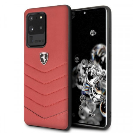 Оригинален гръб от естествена кожа FERRARI Heritage Quilted FEHQUHCS69RE - Samsung Galaxy S20 Ultra / S20 Ultra 5G червен