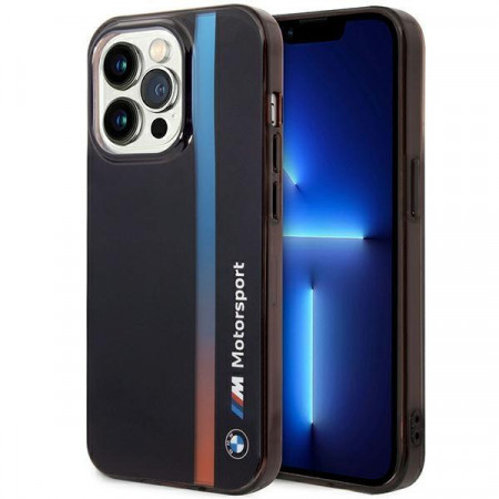 Оригинален гръб BMW IML Tricolor Stripe BMHCP14X22HVGV - iPhone 14 Pro Max черен