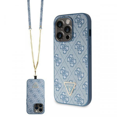 Оригинален гръб GUESS 4G Metal Logo с презрамка GUHCP15XP4TDSCPB - iPhone 15 Pro Max син