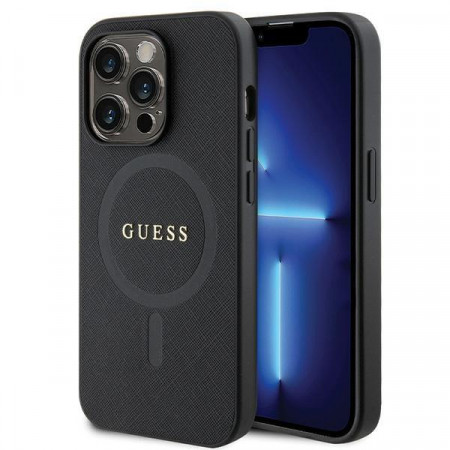 Оригинален гръб GUESS Saffiano MagSafe GUHMP14LPSAHMCK - iPhone 14 Pro черен