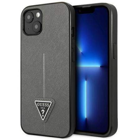 Оригинален гръб GUESS Saffiano Triangle Logo GUHCP13SPSATLG - iPhone 13 mini сребрист