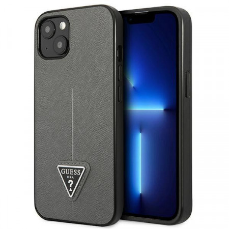 Оригинален гръб GUESS Saffiano Triangle Logo GUHCP14MPSATLG - iPhone 14 Plus сребрист