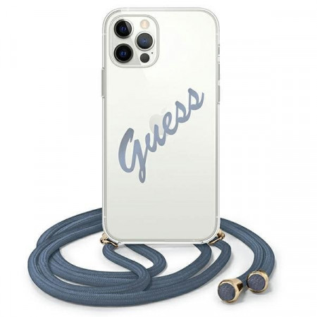 Оригинален гръб GUESS Silicone Vintage Gold Logo GUHCP12LCRTVSBL - iPhone 12 Pro Max син