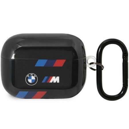 Оригинален калъф за слушалки BMW Tricolor Stripes BMAP222SOTK - AirPods Pro 2 черен