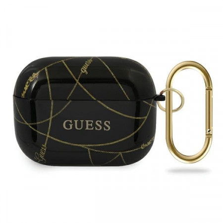 Оригинален калъф за слушалки GUESS Chain GUACAPTPUCHBK - AirPods Pro златист черен