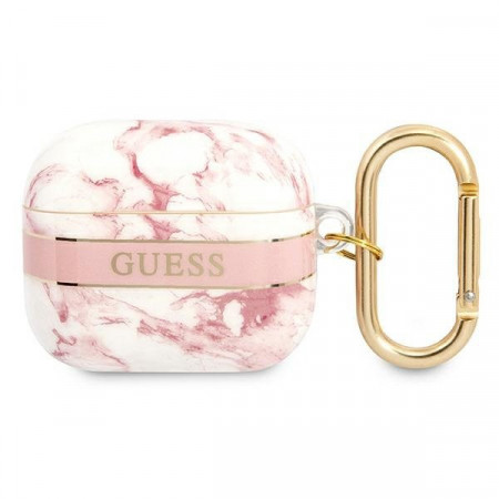 Оригинален калъф за слушалки GUESS Marble Strap GUA3HCHMAP - AirPods 3 розов