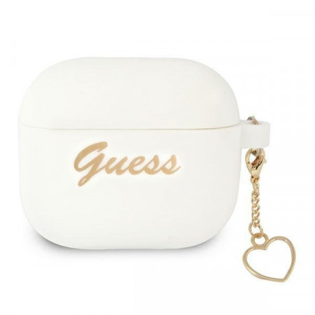 Оригинален калъф за слушалки GUESS Silicone Charm GUA3LSCHSH - AirPods 3 бял