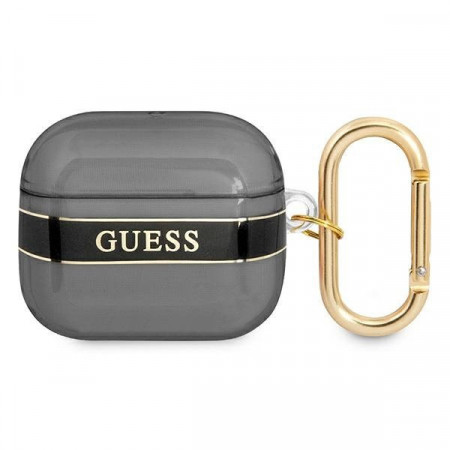 Оригинален калъф за слушалки GUESS Strap GUA3HHTSK - AirPods 3 черен