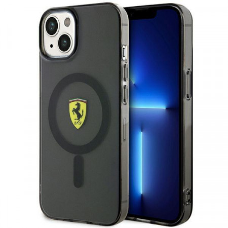 Оригинален твърд гръб FERRARI Magsafe FEHMP14MURKK - iPhone 14 Plus черен полупрозрачен