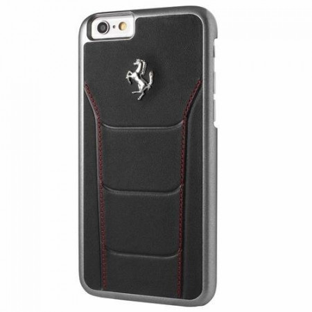 Оригинален твърд гръб FERRARI Stiching FESEHCP6BKR - iPhone 6 / 6s червен;черен
