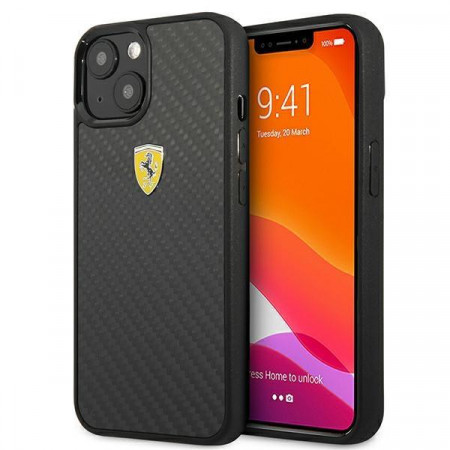 Оригинален твърд гръб FERRARI Track Real Carbon FEHCP13SFCABK - iPhone 13 mini черен
