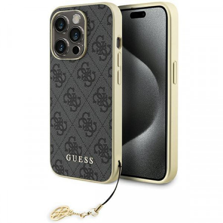 Оригинален твърд гръб GUESS 4G Charms GUHCP15LGF4GGR - iPhone 15 Pro сив